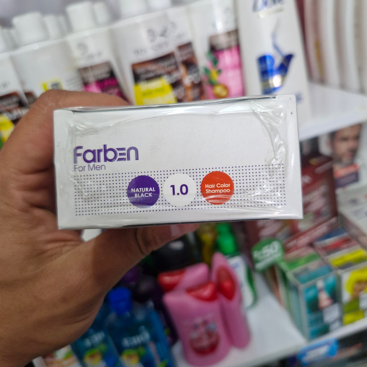 شامپو رنگ مردانه فاربن در دو رنگ مشکی و قهوه ای تیره